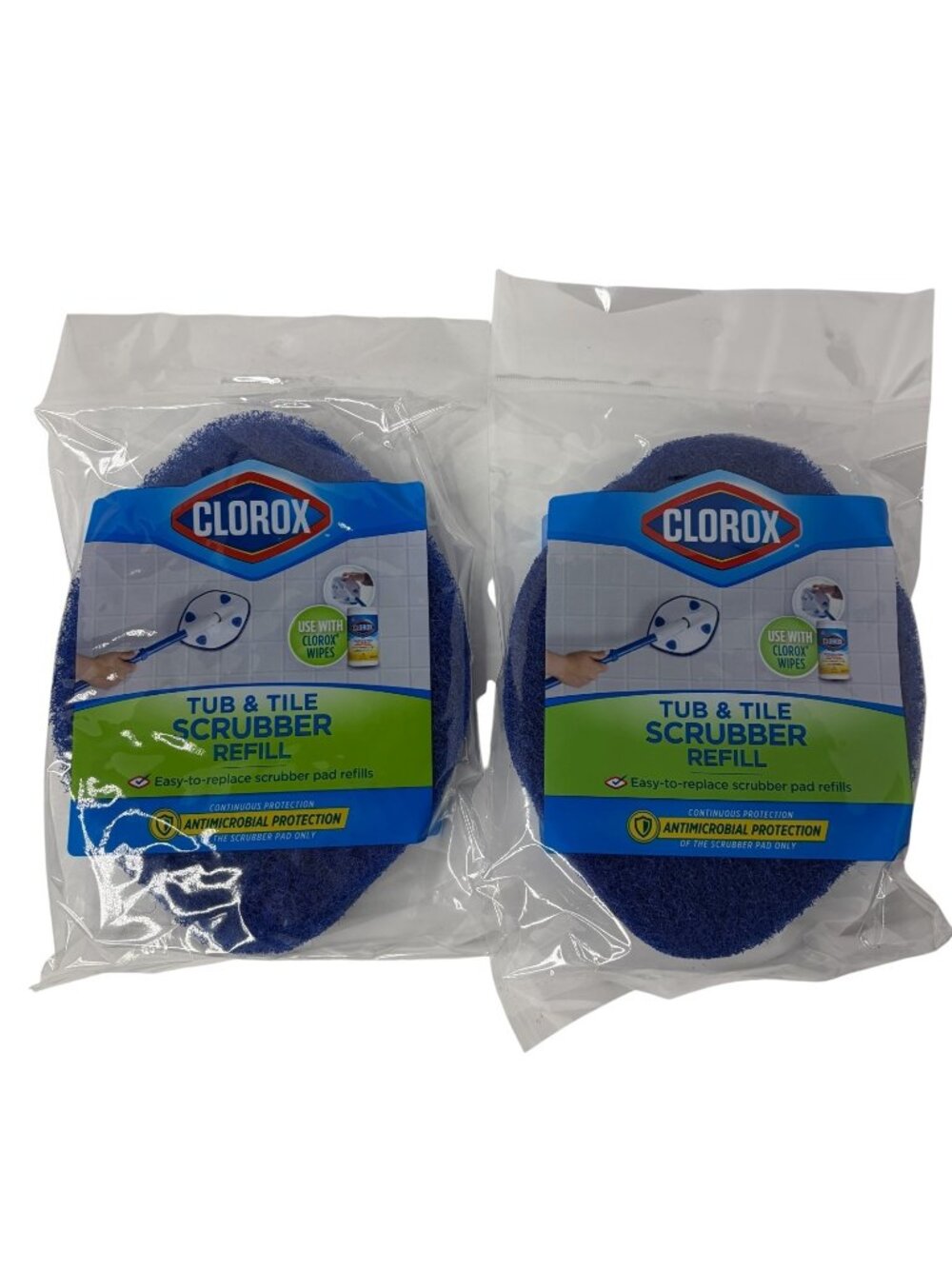 Clorox Extendable Tub & Tile Scrubber Refill, 2 Count (Pack of 1), Blue